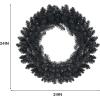 imageGoplus 24 Black Christmas Wreath Prelit Artificial Halloween Wreath w 35 Purple LED Lights Builtin Waterproof Timer Front Door Wreath for Indoor Outdoor Home Party Decoration