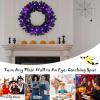 imageGoplus 24 Black Christmas Wreath Prelit Artificial Halloween Wreath w 35 Purple LED Lights Builtin Waterproof Timer Front Door Wreath for Indoor Outdoor Home Party Decoration