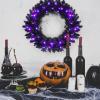 imageGoplus 24 Black Christmas Wreath Prelit Artificial Halloween Wreath w 35 Purple LED Lights Builtin Waterproof Timer Front Door Wreath for Indoor Outdoor Home Party Decoration