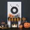 imageGoplus 24 Black Christmas Wreath Prelit Artificial Halloween Wreath w 35 Purple LED Lights Builtin Waterproof Timer Front Door Wreath for Indoor Outdoor Home Party Decoration