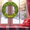 imageGoplus 48quot Prelit Cordless Artificial Christmas Wreath with 200 LED Lights and Timer Hanging Xmas Decoration for Front Door Wall Home