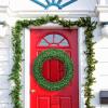 imageGoplus 48quot Prelit Cordless Artificial Christmas Wreath with 200 LED Lights and Timer Hanging Xmas Decoration for Front Door Wall Home