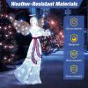 imageGoplus 5 FT Christmas Lighted Angel PreLit Winged Holiday Figure Angel with 120 Cold White LED Lights Harp ampamp Halo Zip Ties ampamp Ground Stakes Outdoor Christmas Decoration for Garden Lawn Yard5FT 120 LED Lights