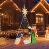 imageGoplus 5 FT Christmas Nativity Set PreLit Nativity Scene w 140 Warm White LED Lights Weatherproof Holy Family Holiday Decoration wZip Ties ampamp Stakes for Indoor Outdoor6 FT x 36 FT