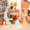 imageGoplus 5 FT Christmas Nativity Set PreLit Nativity Scene w 140 Warm White LED Lights Weatherproof Holy Family Holiday Decoration wZip Ties ampamp Stakes for Indoor Outdoor5 FT x 48 FT