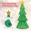 imageGoplus 62 FT Collapsible Christmas Tree with 200 Builtin LED Lights PreLit Christmas Tree wTop Star Decoration ampamp Furry Balls Zip Ties ampamp Ground Stakes Pullup Xmas Tree for Home Yard Shop