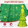 imageGoplus 62 FT Collapsible Christmas Tree with 200 Builtin LED Lights PreLit Christmas Tree wTop Star Decoration ampamp Furry Balls Zip Ties ampamp Ground Stakes Pullup Xmas Tree for Home Yard Shop