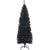 imageGoplus 6ft Black Pencil Christmas Tree Artificial Slim Halloween Tree w 520 Branch Tips ampamp Metal Stand Xmas Tree for Indoor Holiday DecorationsBlack