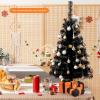 imageGoplus 6ft Black Pencil Christmas Tree Artificial Slim Halloween Tree w 520 Branch Tips ampamp Metal Stand Xmas Tree for Indoor Holiday DecorationsBlack