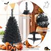 imageGoplus 6ft Black Pencil Christmas Tree Artificial Slim Halloween Tree w 520 Branch Tips ampamp Metal Stand Xmas Tree for Indoor Holiday DecorationsBlack
