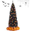 imageGoplus 6ft Black Pencil Christmas Tree Artificial Slim Halloween Tree w 520 Branch Tips ampamp Metal Stand Xmas Tree for Indoor Holiday DecorationsBlack