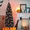 imageGoplus 6ft Black Pencil Christmas Tree Artificial Slim Halloween Tree w 520 Branch Tips ampamp Metal Stand Xmas Tree for Indoor Holiday DecorationsBlack
