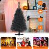 imageGoplus 6ft Black Pencil Christmas Tree Artificial Slim Halloween Tree w 520 Branch Tips ampamp Metal Stand Xmas Tree for Indoor Holiday DecorationsBlack