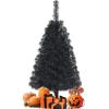 imageGoplus 6ft Black Pencil Christmas Tree Artificial Slim Halloween Tree w 520 Branch Tips ampamp Metal Stand Xmas Tree for Indoor Holiday DecorationsBlack