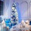 imageGoplus 6ft Black Pencil Christmas Tree Artificial Slim Halloween Tree w 520 Branch Tips ampamp Metal Stand Xmas Tree for Indoor Holiday DecorationsBlue