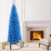 imageGoplus 6ft Black Pencil Christmas Tree Artificial Slim Halloween Tree w 520 Branch Tips ampamp Metal Stand Xmas Tree for Indoor Holiday DecorationsBlue