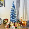 imageGoplus 6ft Black Pencil Christmas Tree Artificial Slim Halloween Tree w 520 Branch Tips ampamp Metal Stand Xmas Tree for Indoor Holiday DecorationsBlue