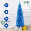 imageGoplus 6ft Black Pencil Christmas Tree Artificial Slim Halloween Tree w 520 Branch Tips ampamp Metal Stand Xmas Tree for Indoor Holiday DecorationsBlue