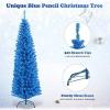 imageGoplus 6ft Black Pencil Christmas Tree Artificial Slim Halloween Tree w 520 Branch Tips ampamp Metal Stand Xmas Tree for Indoor Holiday DecorationsBlue