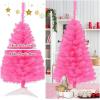imageGoplus 6ft Black Pencil Christmas Tree Artificial Slim Halloween Tree w 520 Branch Tips ampamp Metal Stand Xmas Tree for Indoor Holiday DecorationsPink