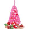 imageGoplus 6ft Black Pencil Christmas Tree Artificial Slim Halloween Tree w 520 Branch Tips ampamp Metal Stand Xmas Tree for Indoor Holiday DecorationsPink