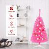 imageGoplus 6ft Black Pencil Christmas Tree Artificial Slim Halloween Tree w 520 Branch Tips ampamp Metal Stand Xmas Tree for Indoor Holiday DecorationsPink