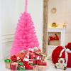 imageGoplus 6ft Black Pencil Christmas Tree Artificial Slim Halloween Tree w 520 Branch Tips ampamp Metal Stand Xmas Tree for Indoor Holiday DecorationsPink