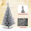 imageGoplus 6ft Black Pencil Christmas Tree Artificial Slim Halloween Tree w 520 Branch Tips ampamp Metal Stand Xmas Tree for Indoor Holiday DecorationsSilver