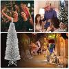 imageGoplus 6ft Black Pencil Christmas Tree Artificial Slim Halloween Tree w 520 Branch Tips ampamp Metal Stand Xmas Tree for Indoor Holiday DecorationsSilver