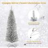imageGoplus 6ft Black Pencil Christmas Tree Artificial Slim Halloween Tree w 520 Branch Tips ampamp Metal Stand Xmas Tree for Indoor Holiday DecorationsSilver