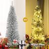 imageGoplus 6ft Black Pencil Christmas Tree Artificial Slim Halloween Tree w 520 Branch Tips ampamp Metal Stand Xmas Tree for Indoor Holiday DecorationsSilver