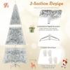 imageGoplus 6ft Black Pencil Christmas Tree Artificial Slim Halloween Tree w 520 Branch Tips ampamp Metal Stand Xmas Tree for Indoor Holiday DecorationsSilverprelit