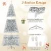 imageGoplus 6ft Black Pencil Christmas Tree Artificial Slim Halloween Tree w 520 Branch Tips ampamp Metal Stand Xmas Tree for Indoor Holiday DecorationsSilverprelit