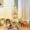 imageGoplus 6ft Black Pencil Christmas Tree Artificial Slim Halloween Tree w 520 Branch Tips ampamp Metal Stand Xmas Tree for Indoor Holiday DecorationsSilver