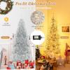 imageGoplus 6ft Black Pencil Christmas Tree Artificial Slim Halloween Tree w 520 Branch Tips ampamp Metal Stand Xmas Tree for Indoor Holiday DecorationsSilverprelit