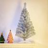 imageGoplus 6ft Black Pencil Christmas Tree Artificial Slim Halloween Tree w 520 Branch Tips ampamp Metal Stand Xmas Tree for Indoor Holiday DecorationsSilver