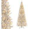 imageGoplus 6ft Black Pencil Christmas Tree Artificial Slim Halloween Tree w 520 Branch Tips ampamp Metal Stand Xmas Tree for Indoor Holiday DecorationsSilverprelit