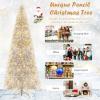 imageGoplus 6ft Black Pencil Christmas Tree Artificial Slim Halloween Tree w 520 Branch Tips ampamp Metal Stand Xmas Tree for Indoor Holiday DecorationsSilverprelit