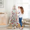 imageGoplus 6ft Black Pencil Christmas Tree Artificial Slim Halloween Tree w 520 Branch Tips ampamp Metal Stand Xmas Tree for Indoor Holiday DecorationsSilverprelit