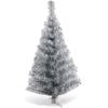 imageGoplus 6ft Black Pencil Christmas Tree Artificial Slim Halloween Tree w 520 Branch Tips ampamp Metal Stand Xmas Tree for Indoor Holiday DecorationsSilver