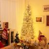 imageGoplus 6ft Black Pencil Christmas Tree Artificial Slim Halloween Tree w 520 Branch Tips ampamp Metal Stand Xmas Tree for Indoor Holiday DecorationsSilverprelit