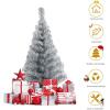 imageGoplus 6ft Black Pencil Christmas Tree Artificial Slim Halloween Tree w 520 Branch Tips ampamp Metal Stand Xmas Tree for Indoor Holiday DecorationsSilver