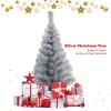 imageGoplus 6ft Black Pencil Christmas Tree Artificial Slim Halloween Tree w 520 Branch Tips ampamp Metal Stand Xmas Tree for Indoor Holiday DecorationsSilver
