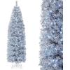 imageGoplus 6ft Black Pencil Christmas Tree Artificial Slim Halloween Tree w 520 Branch Tips ampamp Metal Stand Xmas Tree for Indoor Holiday DecorationsWhiteblack