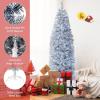 imageGoplus 6ft Black Pencil Christmas Tree Artificial Slim Halloween Tree w 520 Branch Tips ampamp Metal Stand Xmas Tree for Indoor Holiday DecorationsWhiteblack