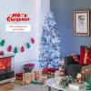imageGoplus 6ft Black Pencil Christmas Tree Artificial Slim Halloween Tree w 520 Branch Tips ampamp Metal Stand Xmas Tree for Indoor Holiday DecorationsWhiteblack
