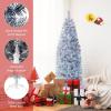 imageGoplus 6ft Black Pencil Christmas Tree Artificial Slim Halloween Tree w 520 Branch Tips ampamp Metal Stand Xmas Tree for Indoor Holiday DecorationsWhiteblack
