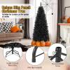 imageGoplus 6ft Black Pencil Christmas Tree Prelit Artificial Halloween Tree w 280 Warm White Lights 618 PVC Branch Tips and Metal Base Hinged Slim Xmas Pine Tree for Holiday Carnival Party Decoration6 FT