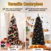 imageGoplus 6ft Black Pencil Christmas Tree Prelit Artificial Halloween Tree w 280 Warm White Lights 618 PVC Branch Tips and Metal Base Hinged Slim Xmas Pine Tree for Holiday Carnival Party Decoration6 FT
