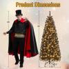 imageGoplus 6ft Black Pencil Christmas Tree Prelit Artificial Halloween Tree w 280 Warm White Lights 618 PVC Branch Tips and Metal Base Hinged Slim Xmas Pine Tree for Holiday Carnival Party Decoration6 FT